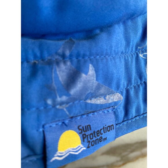 Sun Protection Zone Kids Blue Shark Print Bucket Hat 50+ UPF Adjustable Strap - Picture 3 of 7